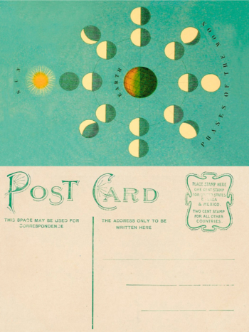 Madame Treacle Earth & Moon Postcard design